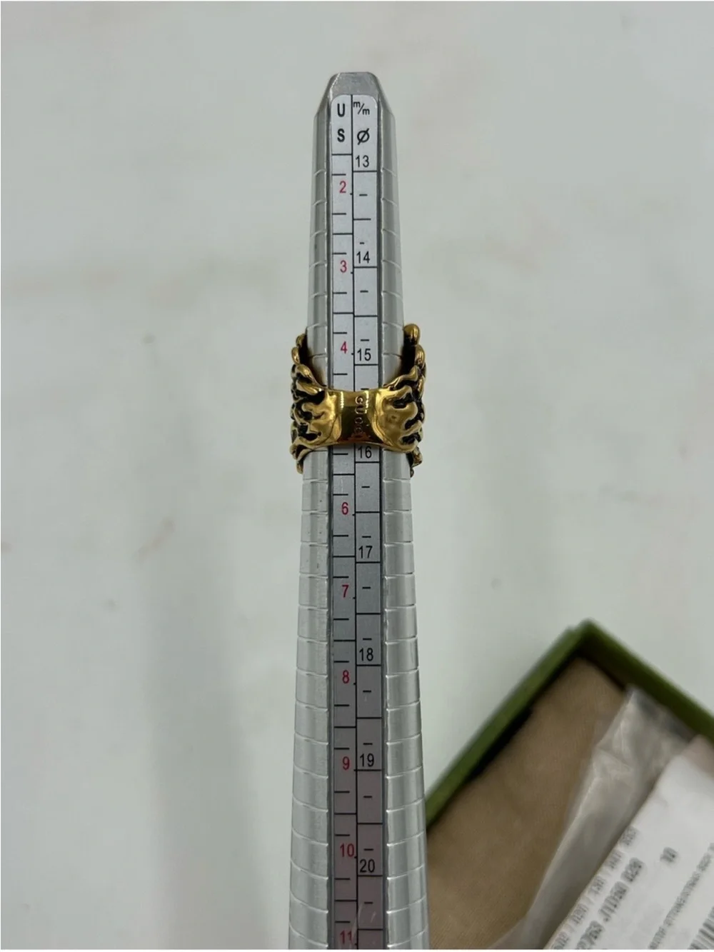 Unisex Gucci Lionhead ring in antique gold finish size 5, made in Italy